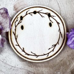 Dřevěná zdobená karta na náušnice - motiv větviček
