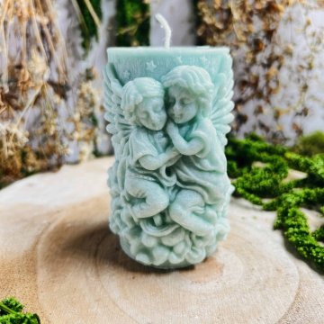 Přírodní andělská svíce - zelená - ochrana, hojnost