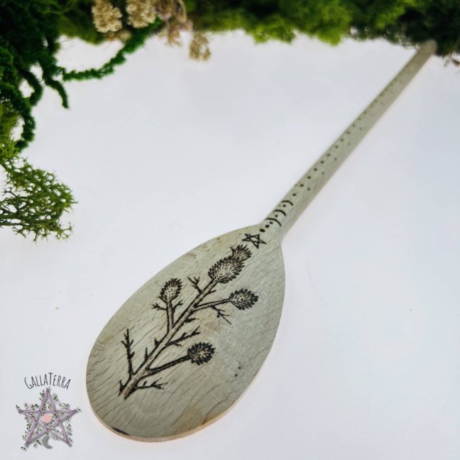 Magical wooden spoon - thistle - large