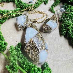 Orgonitový náhrdelník s náušnicemi - howlit - uvolnění napětí a stresu