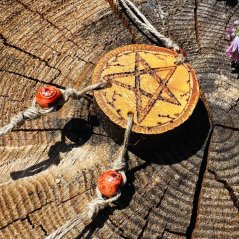 Wooden pentagram - protective talisman for travel