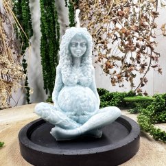 Přírodní rituální svíce Gaia - bohyně Zěmě - zelená - s naší nehořlavou podložkou