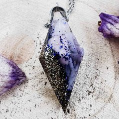 Orgonitové kyvadlo / přívěšek s kunzitem pro uvolnění napětí, lásku a vnitřní harmonii¨