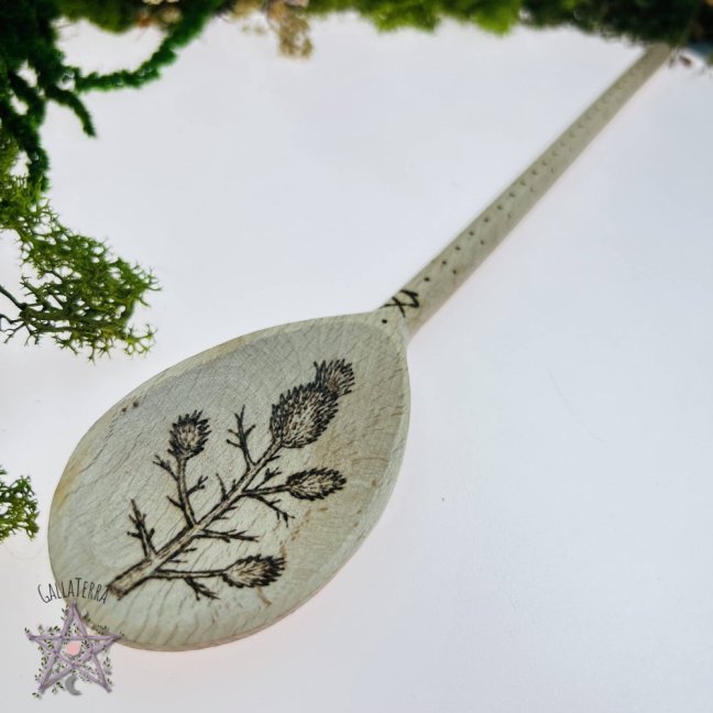 Magic wooden spoon - thistle - large