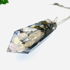 MAXI orgonitové kyvadlo - opál, labradorit, kunzit a modrý chalcedon