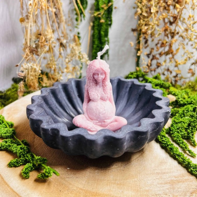 Magická miska pod svíčku zvlněná - černá