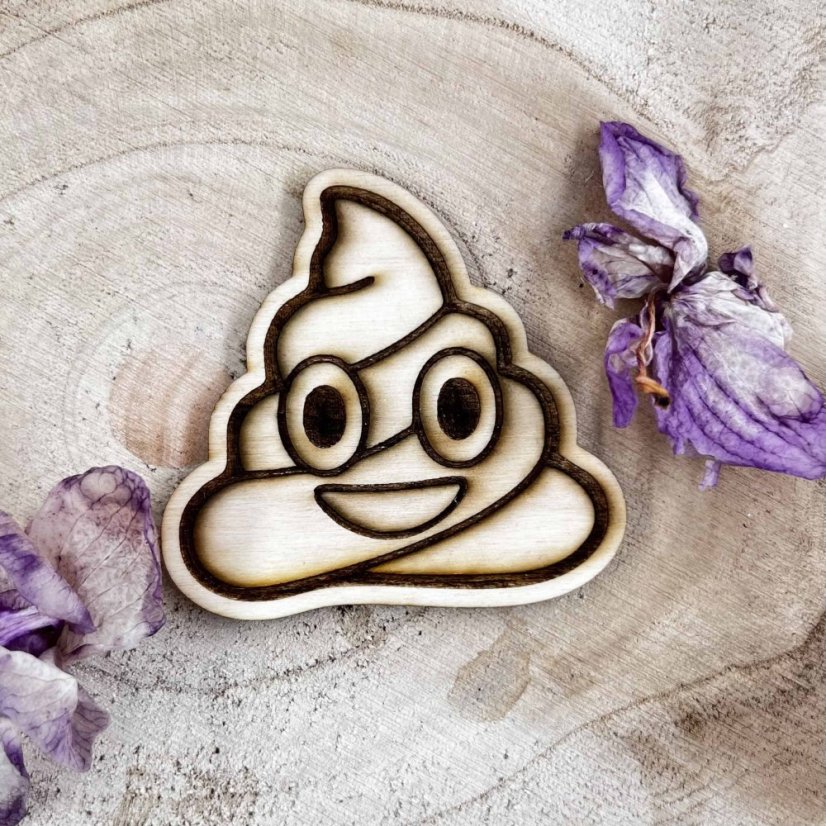 Usměvavé dřevěné hovínko - originální dárek