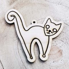 Strašidelná kočka - dřevěná dekorace / omalovánka