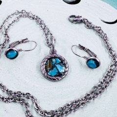 Energy necklace and earrings with blue turquoise