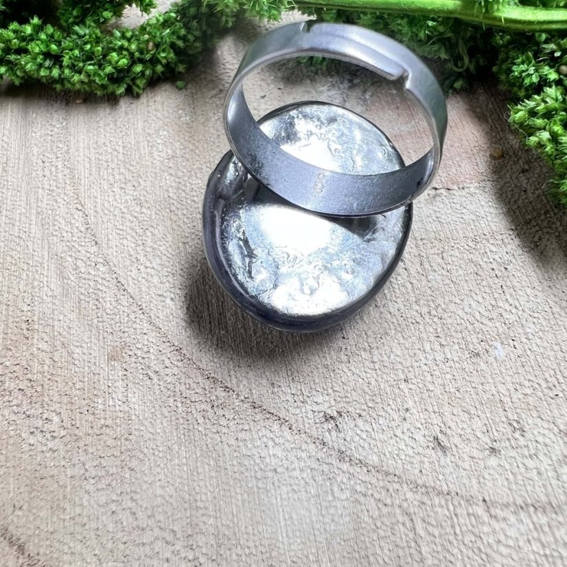 Orgonite ring - moonstone - fertility, feminine energy