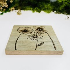 Dřevěný magický podtácek - luční kvítí