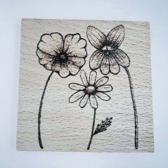 Dřevěný magický podtácek - luční kvítí