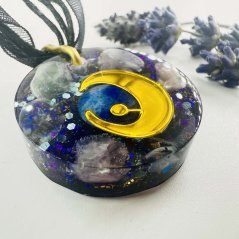 Orgonite amulet - crescent moon pendant for health and longevity