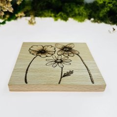 Dřevěný magický podtácek - luční kvítí