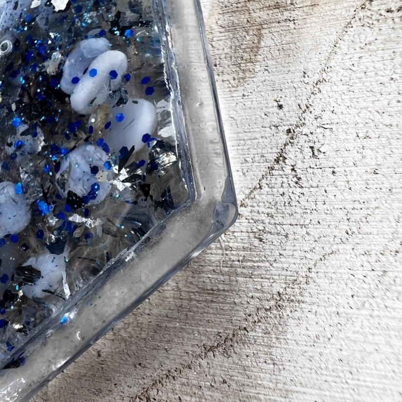 Orgonitová krabička se stříbrným květem života - pro nabíjení a očistu krystalů, špěrků ad.