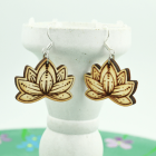 Autorské dřevěné náušnice - Lotosové květy