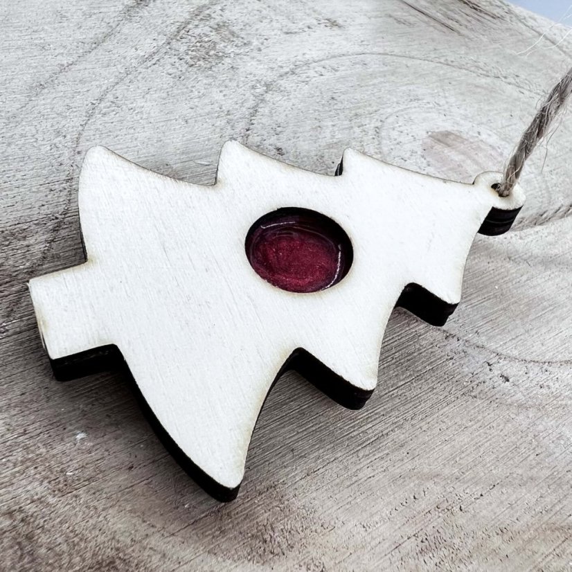 Sada dřevěných vánočních ozdob - linecké cukroví - stromek