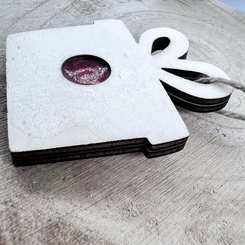 Sada dřevěných vánočních ozdob - linecké cukroví - dárek