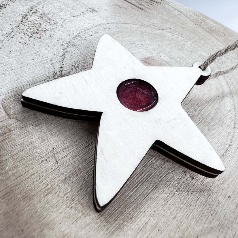 Sada dřevěných vánočních ozdob - linecké cukroví - hvězda