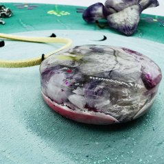 Orgonite pendant / amulet / talisman with an orchid flower for love, friendship and happiness