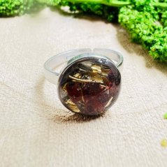 Orgonitový prsten - český granát - vášeň, odvaha