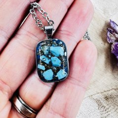 Orgonitový náhrdelník s modrým tyrkysem pro moudrost, ochranu a komunikaci