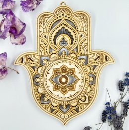 Dřevěná dekorace ruka Fatimy (hamsa)