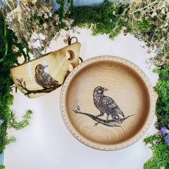 Bambusová kuksa - havran na větvi - velká