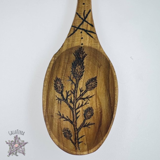 Wooden spoon - thistle - large