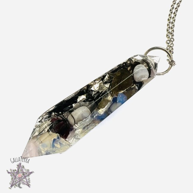MAXI orgonite pendulum - opal, labradorite, kunzite and blue chalcedony