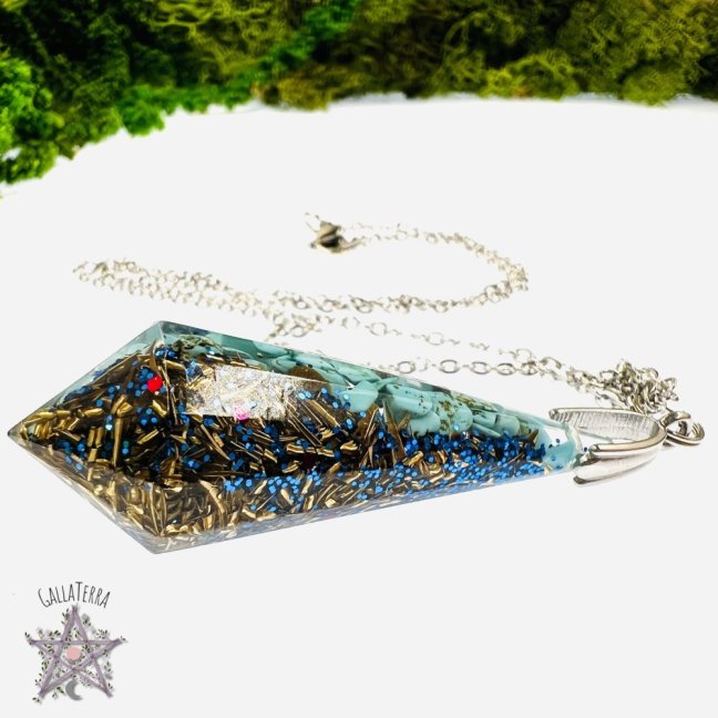 Orgonite pendulum - blue turquoise - communication & protection