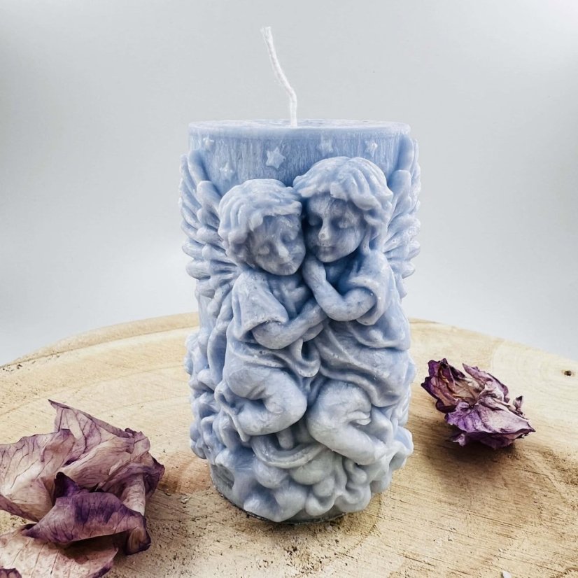 Přírodní andělská svíce - světle modrá