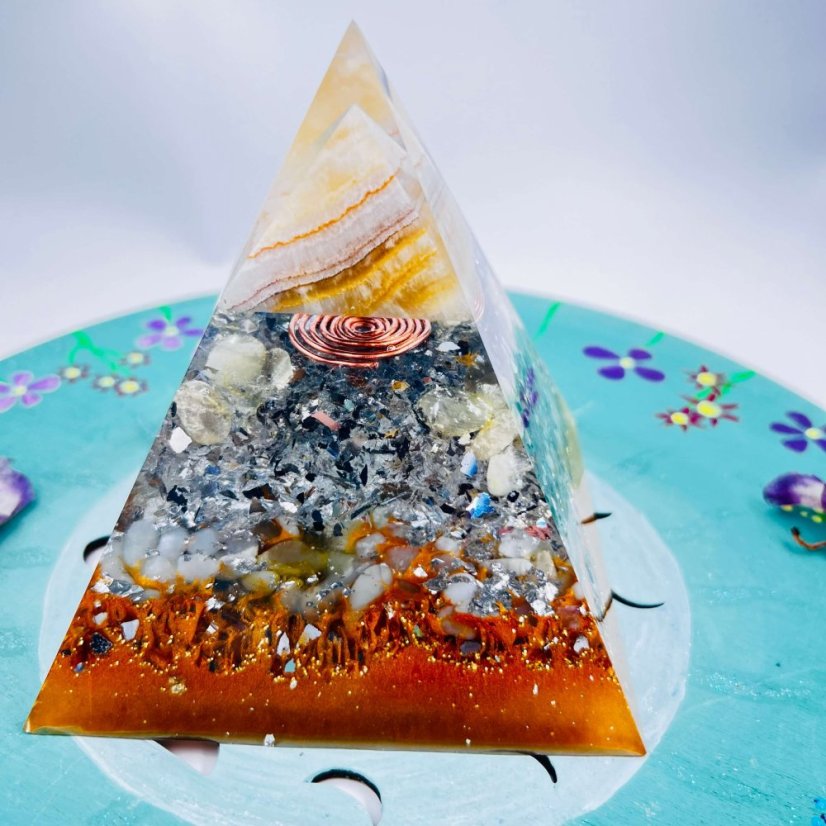 Orgonite pyramid for abundance, joy