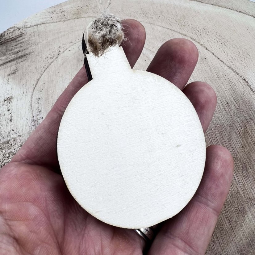 Sada dřevěných vánočních ozdob - linecké cukroví - baňka