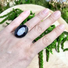 Orgonite ring - moonstone - fertility, feminine energy