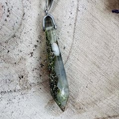 Orgonite pendulum / pendant with jade - for harmony, peace and heart energy