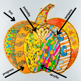 Dřevěná omalovánka - mandala - vymalovaná