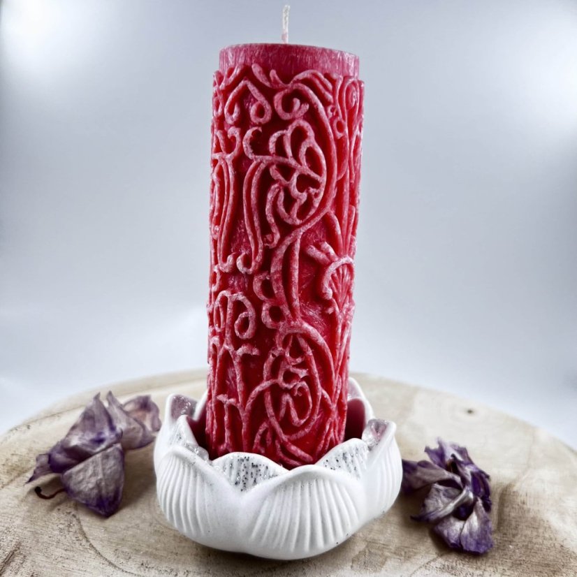 Svícen ve tvaru lotosu - s křišťálem - pro duchovní růst a harmonii