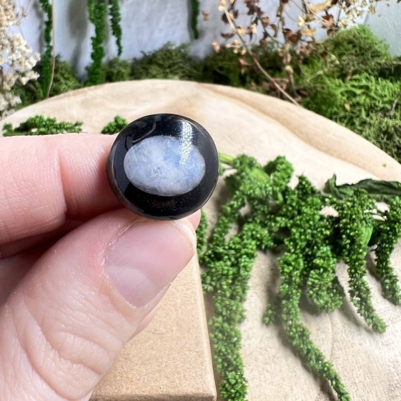 Orgonite ring - moonstone - fertility, feminine energy