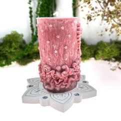 Přírodní andělská svíce - tmavě růžová - práce se srdcem & přijetí