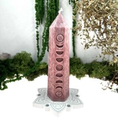 Přírodní andělská svíce - tmavě růžová - práce se srdcem & přijetí