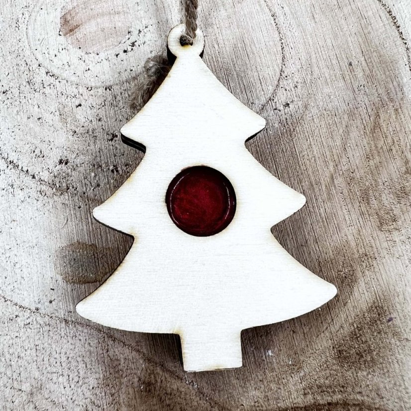 Sada dřevěných vánočních ozdob - linecké cukroví - stromek