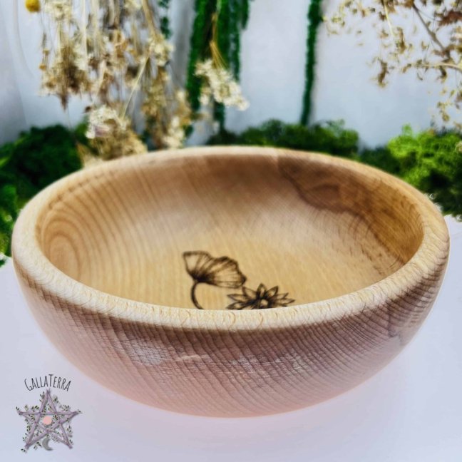 Beech bowl - meadow flowers