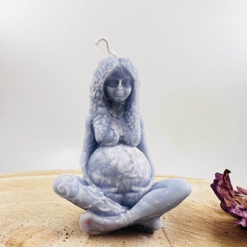 Přírodní rituální svíce Gaia - bohyně Zěmě - modrá