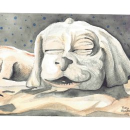 Obraz pro záchranou zvířecí stanici - akvarel