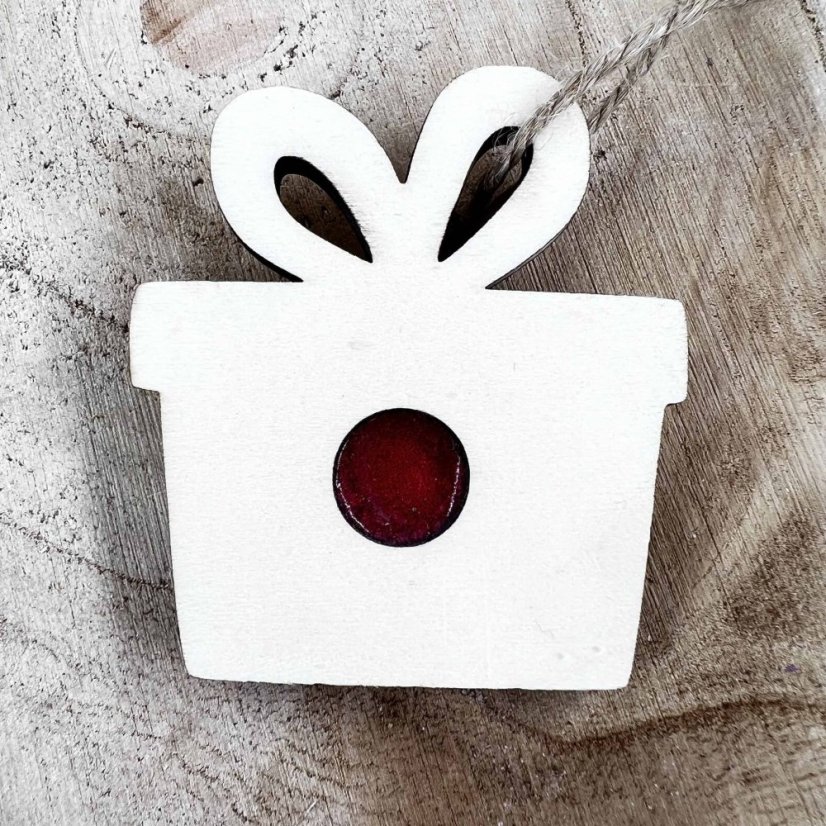 Sada dřevěných vánočních ozdob - linecké cukroví - dárek