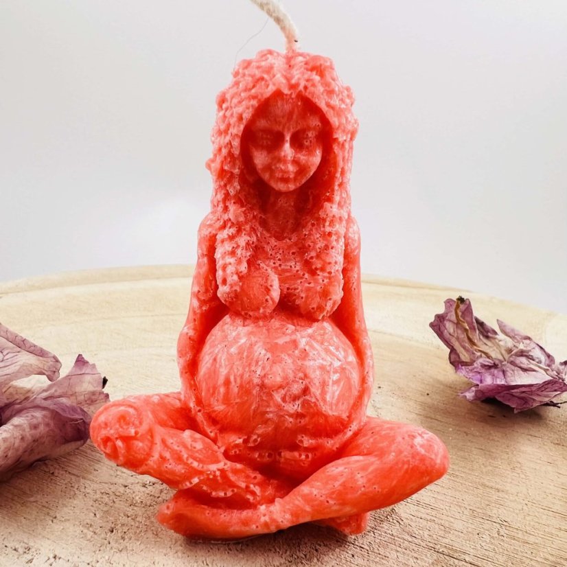 Přírodní rituální svíce Gaia - bohyně Zěmě - červená