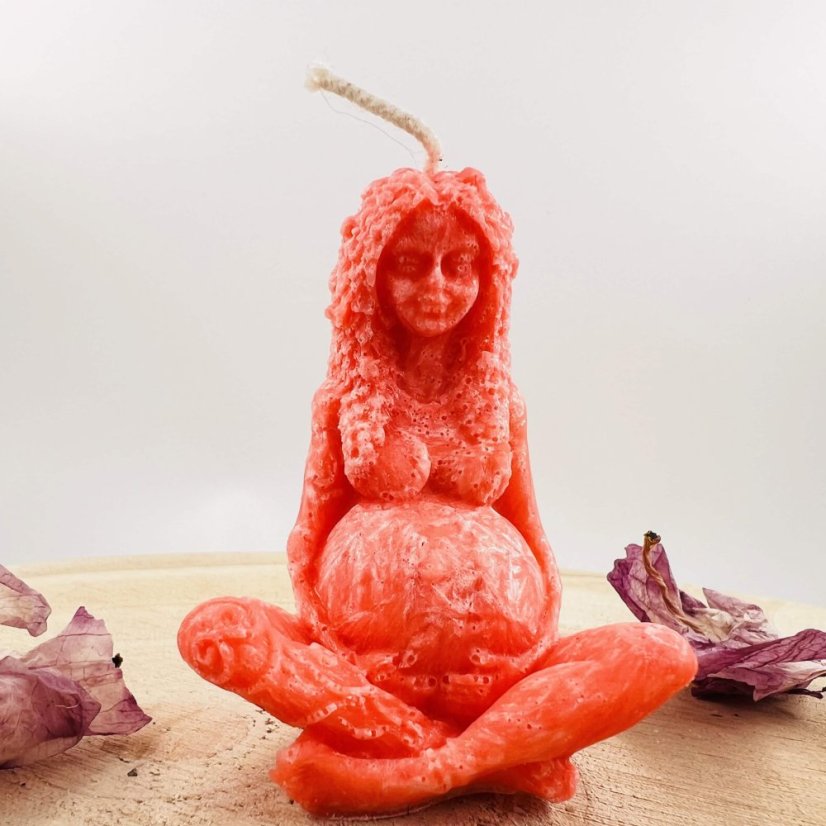 Přírodní rituální svíce Gaia - bohyně Zěmě - červená