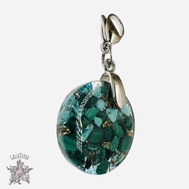 Orgonite jewelry for a pet - malachite, turquoise - protection & peace