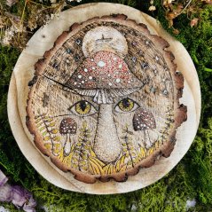 Dřevěný obraz / průvodce - Duch lesa - magický obraz vypalovaný ohněm